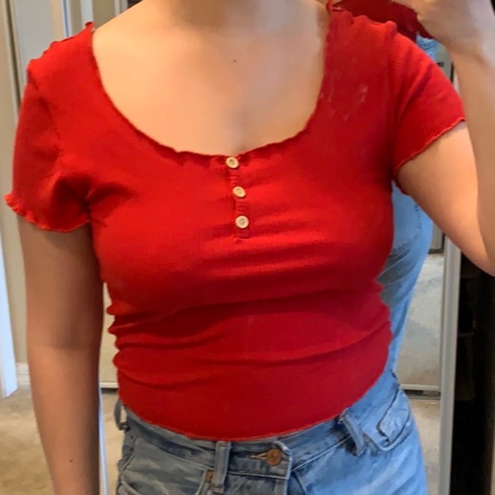 Red Ribbed Shirt - Picture 3 of 4
